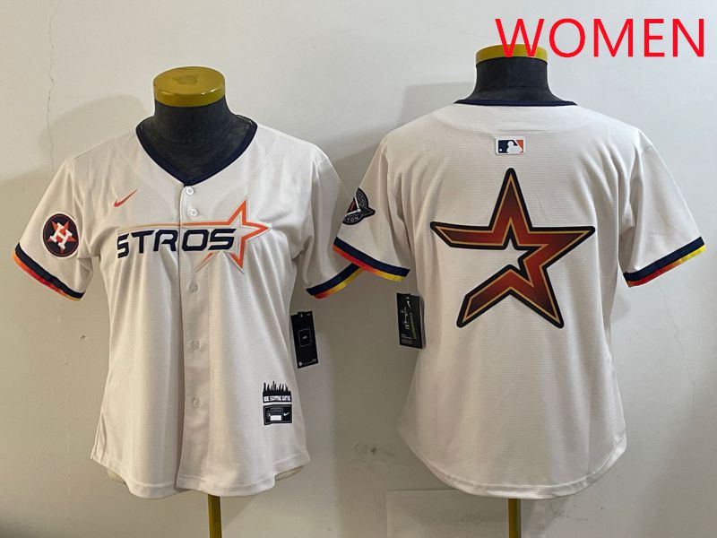 Women Houston Astros Blank Cream Three generations Joint Name 2025 Nike MLB Jersey style 41012->women mlb jersey->Women Jersey